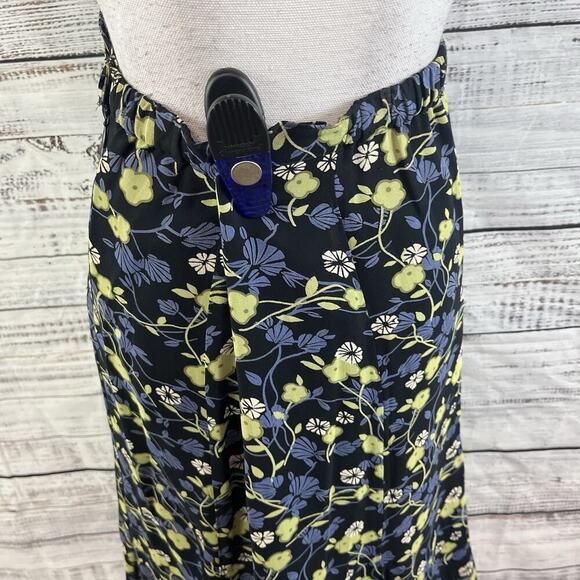 JM Collection Skirt size 10 Petite Black Purple Green Floral Midi A Line Modest - Picture 9 of 11
